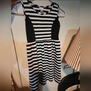 black and white striped dress